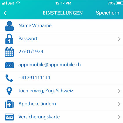 Einstellungen appomobile